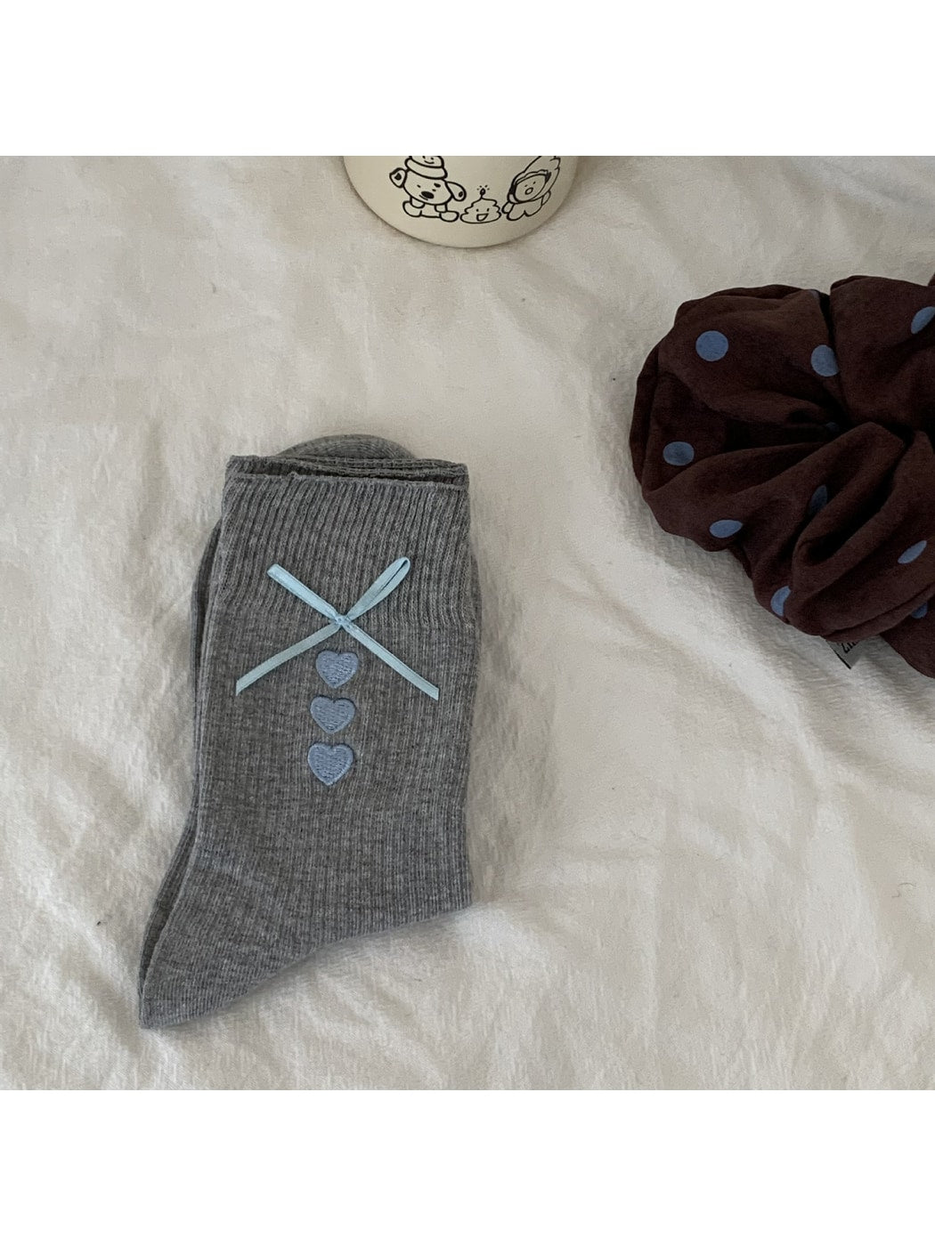 Rufia - Preppy Heart and Bow Crew Socks