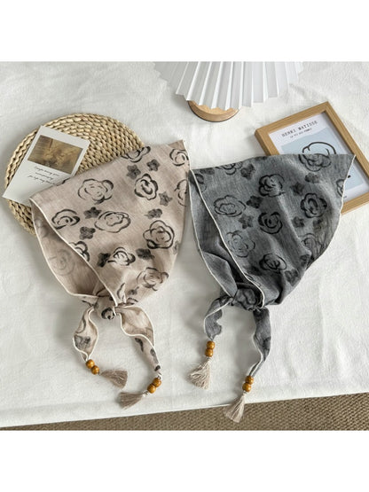 Scarvii - Floral Print Tie End Triangle Bandana