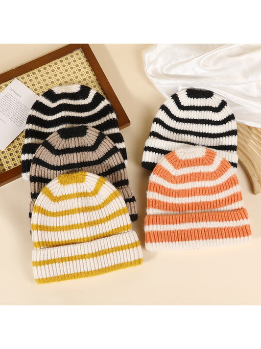Haila - Women's Striped Color Block Beanie