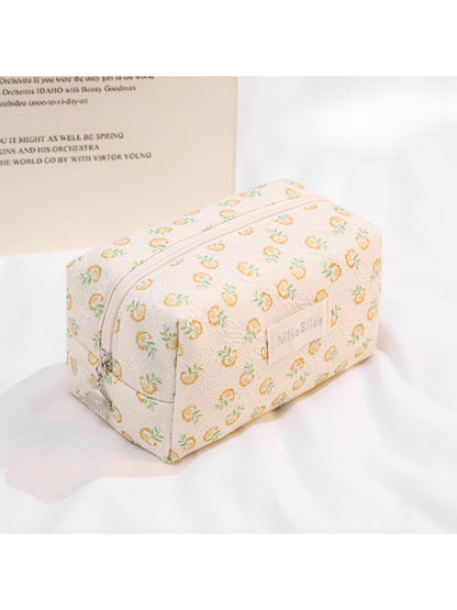 Close-up of Cosbai printed travel cosmetic bag highlighting colorful print details