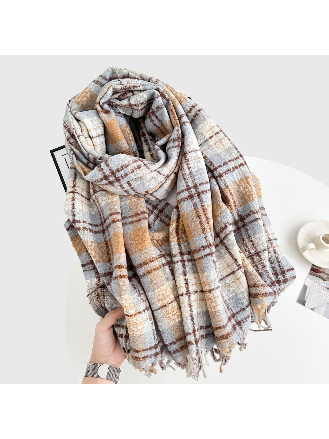 Scarvii - Vintage Plaid Fringe Winter Scarf