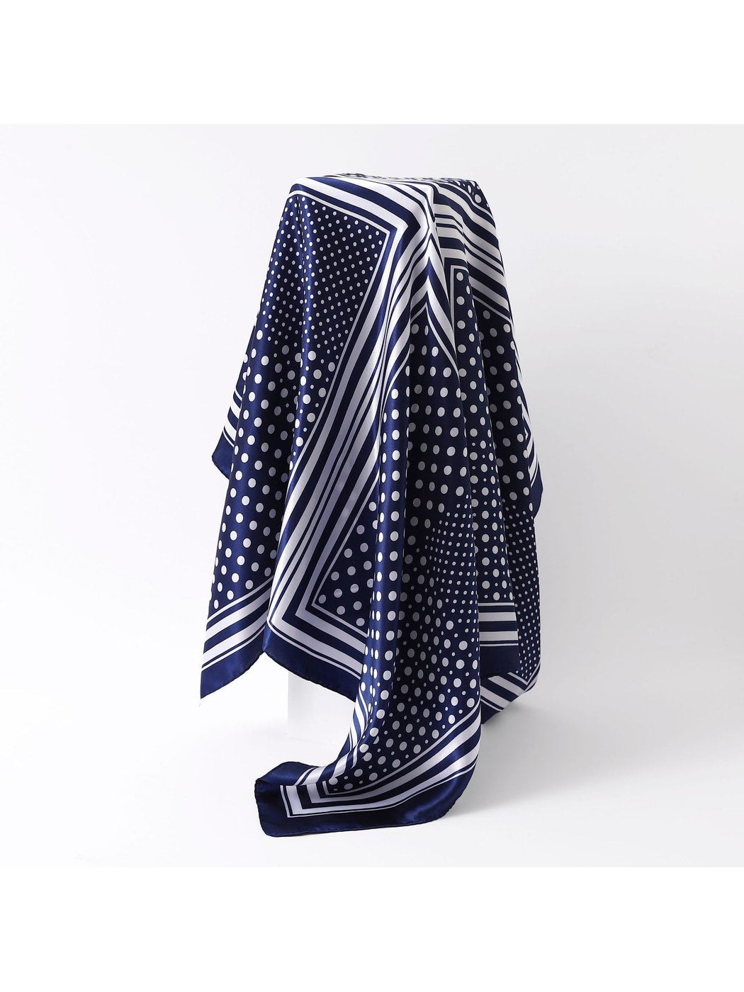 Scarvii - Polka Dot Striped Border Square Scarf