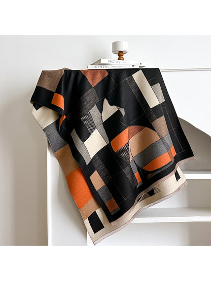 Scarvii – Geometric Print Fringe Scarf & Wrap