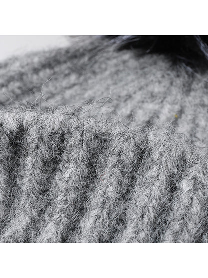 Haila - Solid Color Ribbed Cuffed Knit Beanie Hat
