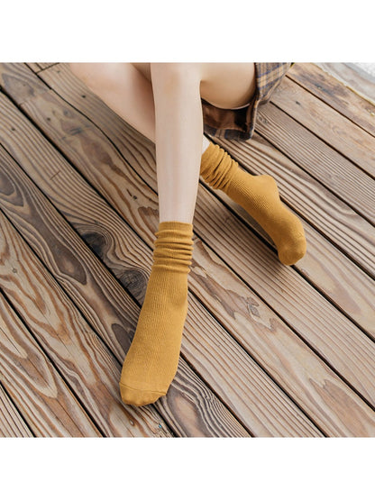 Rufia - Solid Color Mid-Calf Socks for Women