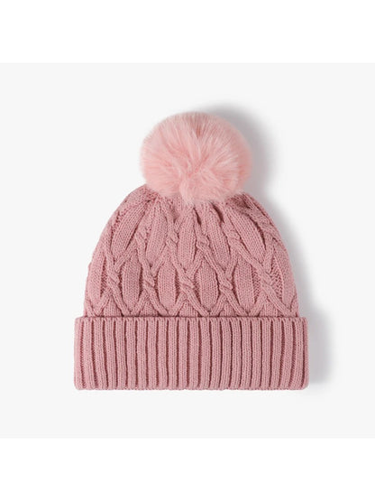 Haila - Cable Knit Pom-Pom Cuffed Beanie
