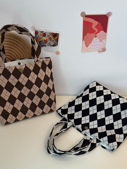 Cosbai - Tote Handbag with Plaid Patterns- Classic & Casual
