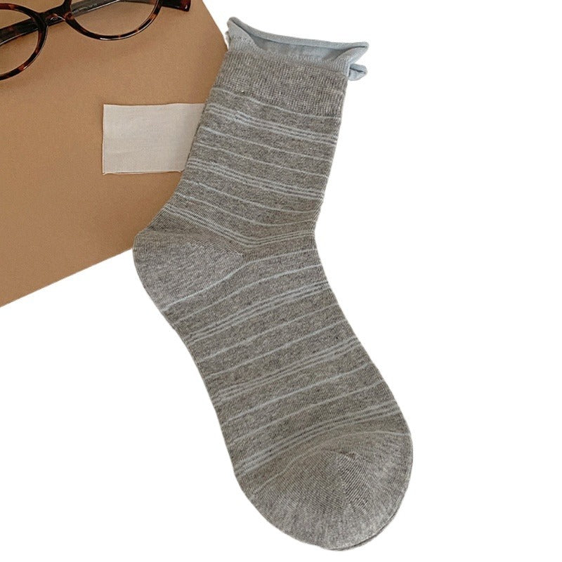 Rufia - Striped Mid-Calf Casual Socks for Women