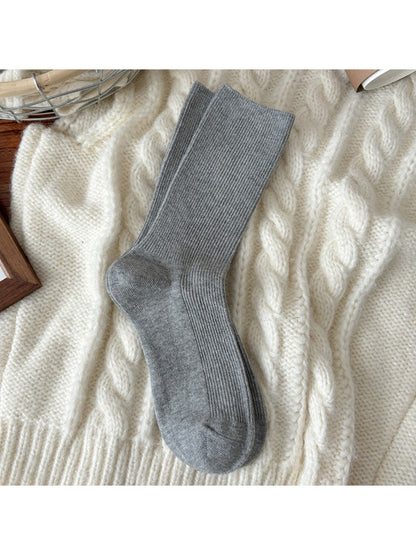 Rufia - Classic Ribbed Neutral Crew Socks
