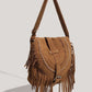 Cosbai -  Boho Brown Fringe Saddle Bag