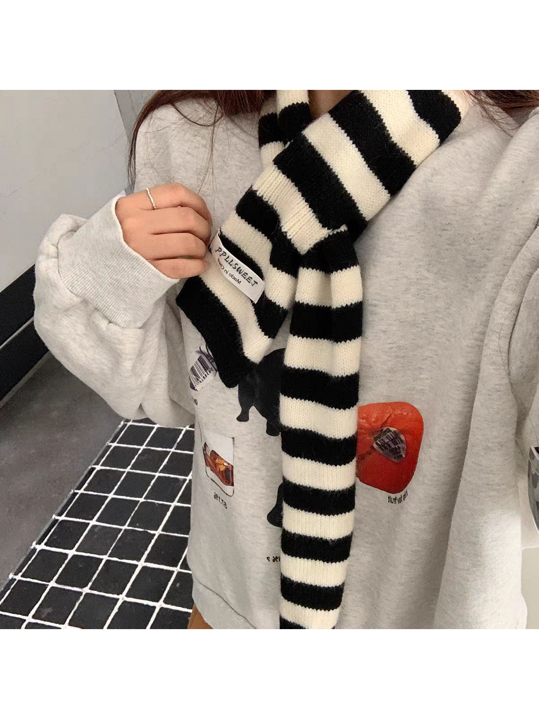 Scarvii - Striped Long Narrow Knit Scarf