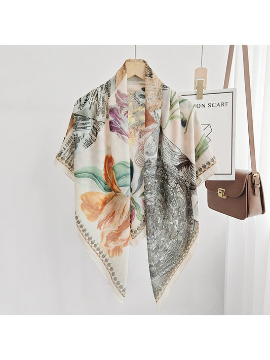 Scarvii - Botanical Patchwork Print Fashion Square Scarf