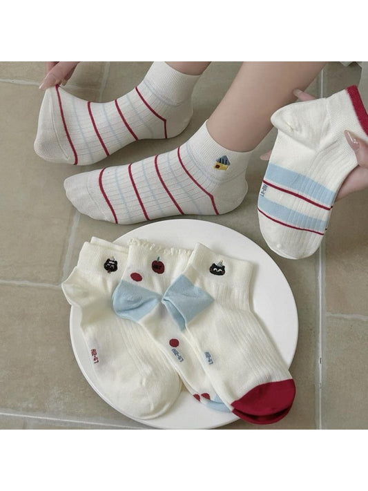 Rufia - Cute Cat Stripe Pattern Ankle Socks