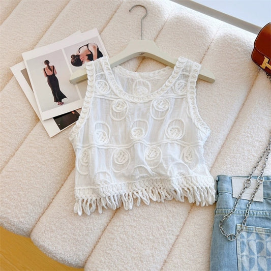 Crosa - Summer Crocheted Vest with Fringe