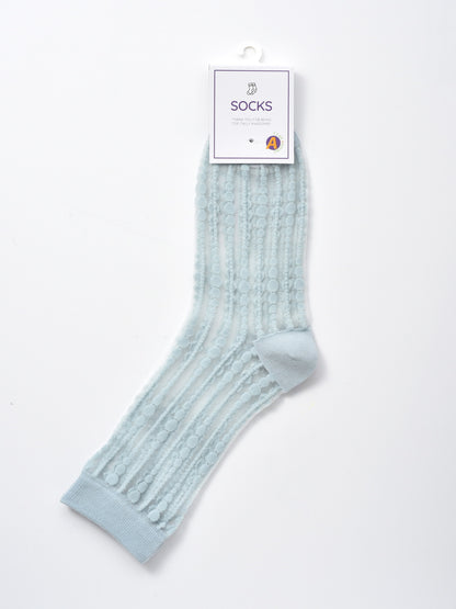 Rufia - Polka Dot & Striped Sheer Crew Socks