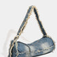 Cosbai - Large-capacity Washed Denim Bag with Shoulder Strap