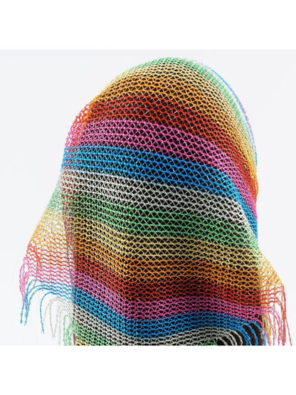 Scarvii - Rainbow Mesh Fringe Headscarf