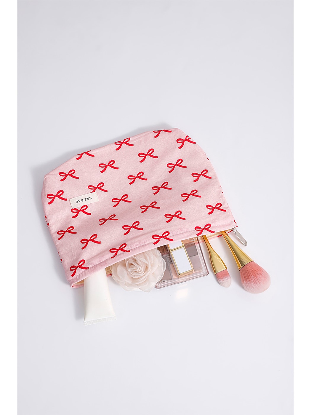 Cosbai - Floral Bow Print Handheld Cosmetic Bag