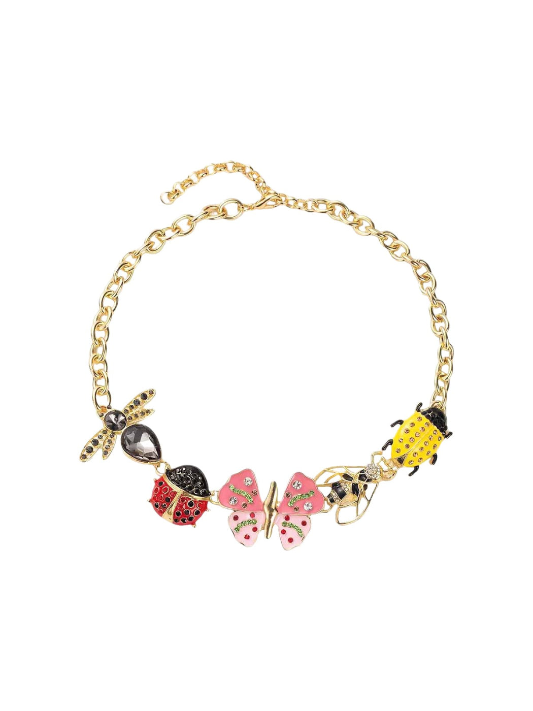 Neckit Butterfly & Bug Charm Necklace displayed on a white background showing butterfly and bug charms