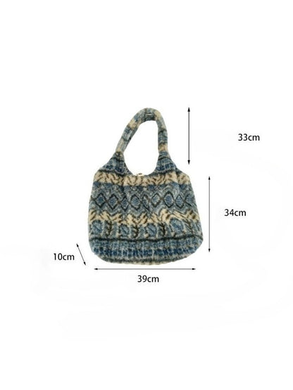 Cosbai - Fuzzy Pattern Shoulder Tote