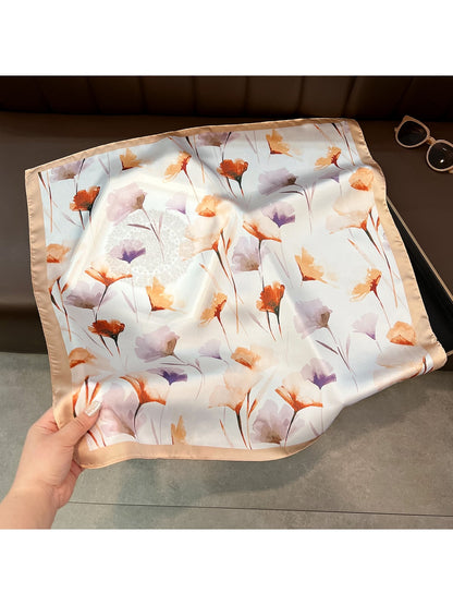 Scarvii - Watercolor Floral Neck Accent Square Scarf