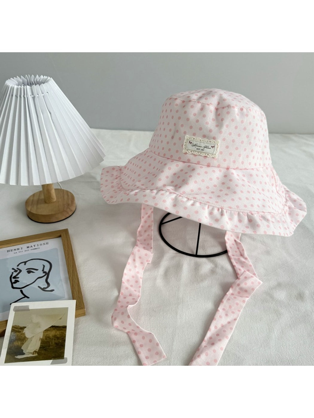 Haila - Ruffle Brim Polka Dot Casual Bucket Hat