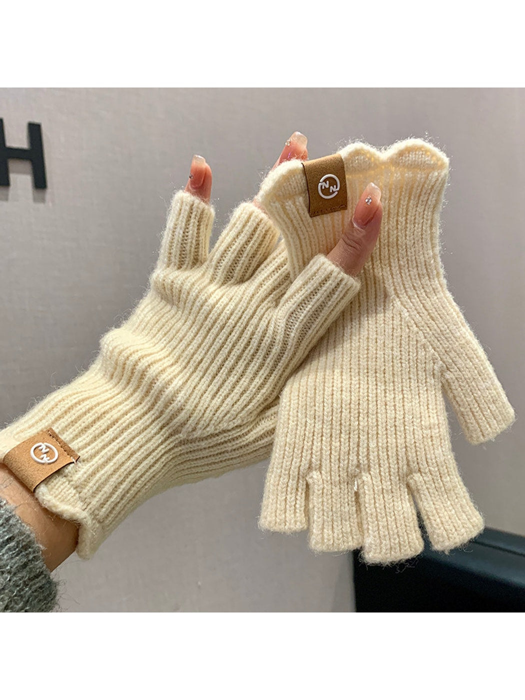 Gloving - Retro Ribbed Half Finger Winter Gloves