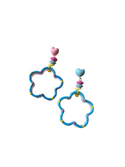 Earwish - Colorful Flower Shaped Drop Earrings