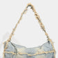 Cosbai - Large-capacity Washed Denim Bag with Shoulder Strap