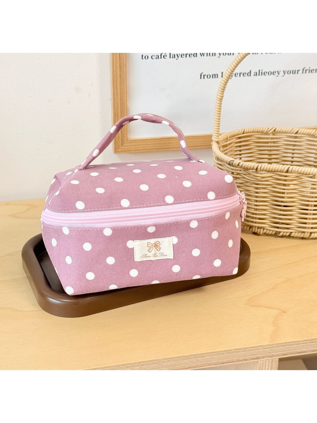 Cosbai - Sweet Polka Dot Handheld Cosmetic Bag