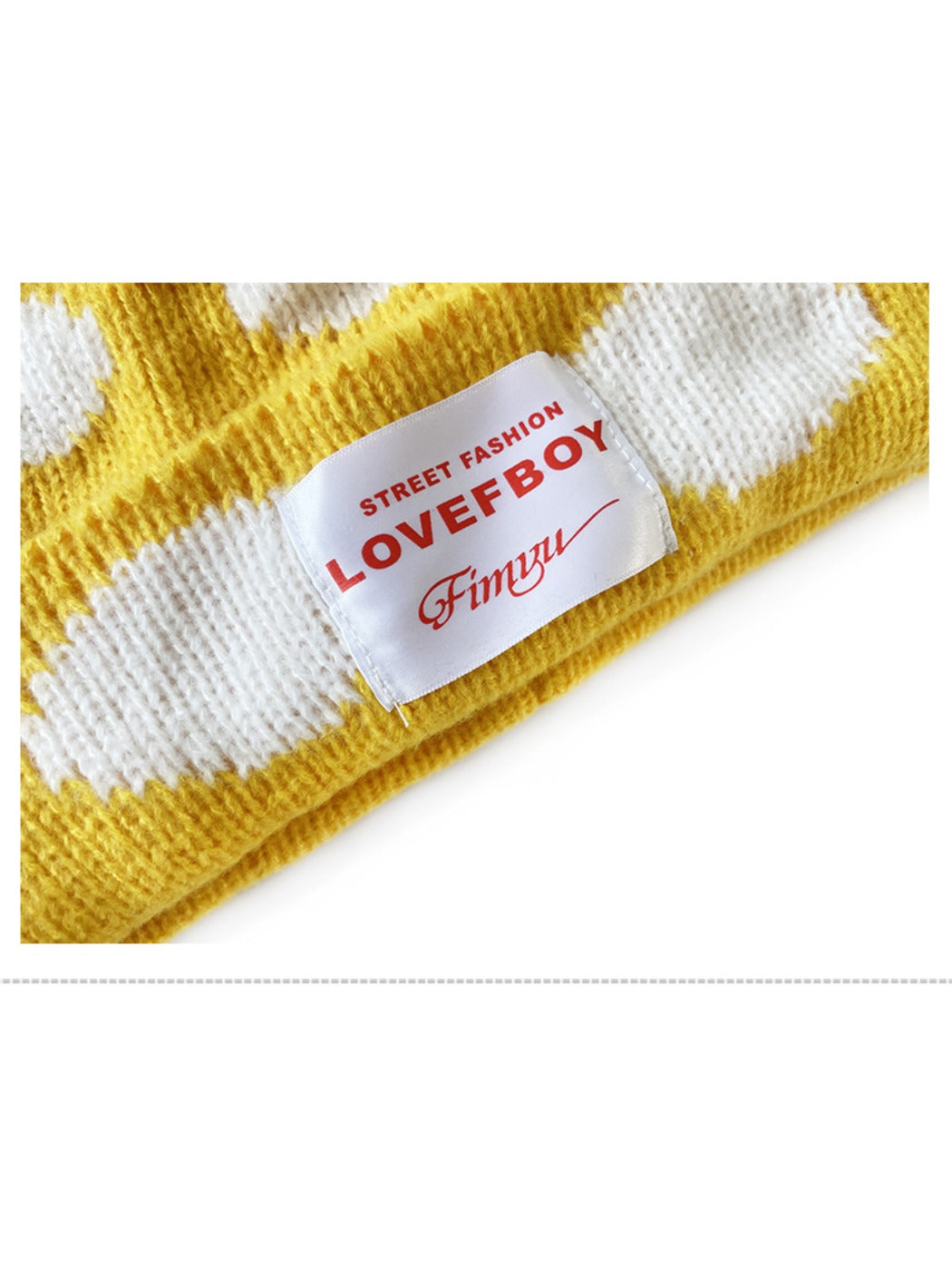 Haila Polka Dots Cat-Ear Knitted Beanie color options including Yellow, Red, Black