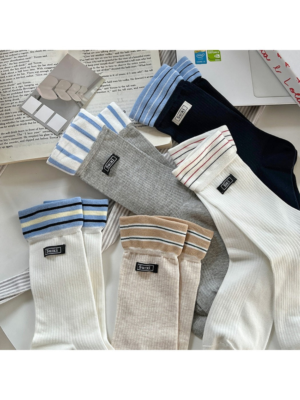 Rufia - Preppy Stripe Crew Socks - Sporty & Chic