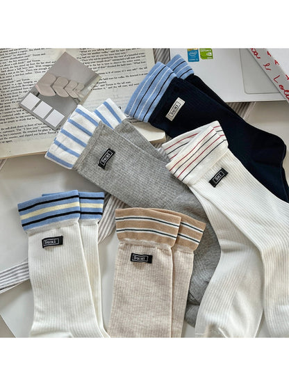 Rufia - Preppy Stripe Crew Socks - Sporty & Chic