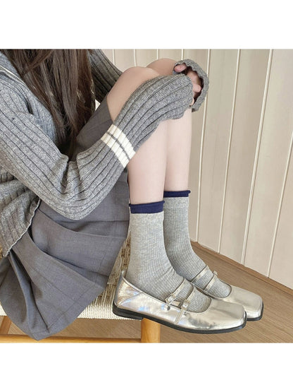 Rufia - Vintage School Style Mid-Calf Capsule Socks