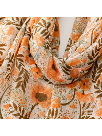 Scarvii - Boho Floral Print Tassel Scarf