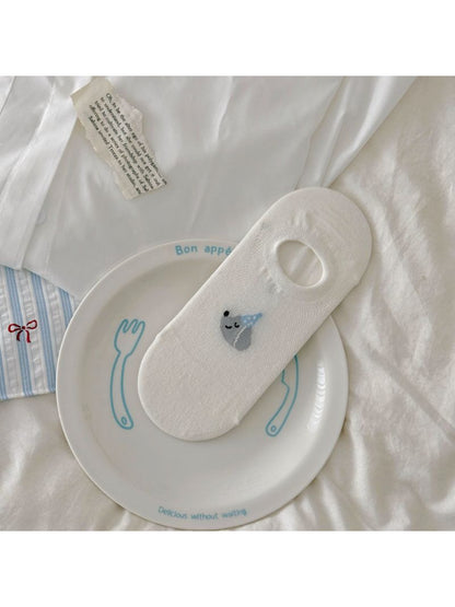 Rufia invisible socks packaging featuring puppy print branding and product details
