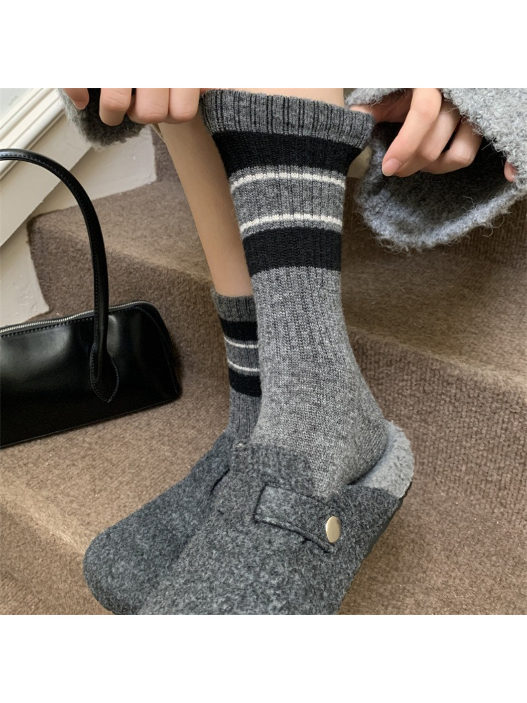 Rufia - Classic Stripe Ribbed Daily Crew Socks product image 3