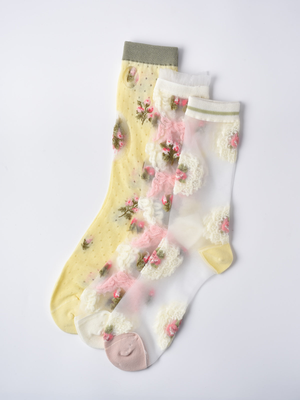 Rufia - Cute Summer Floral Sheer Socks