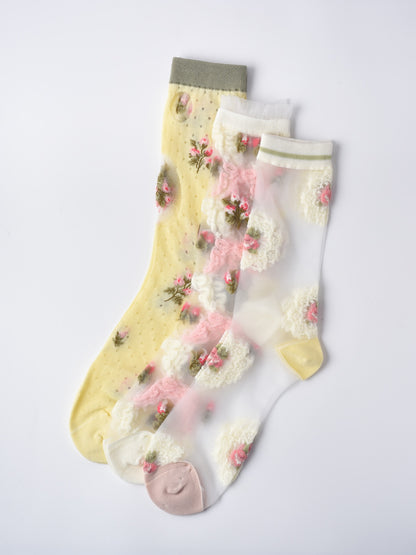 Rufia - Cute Summer Floral Sheer Socks