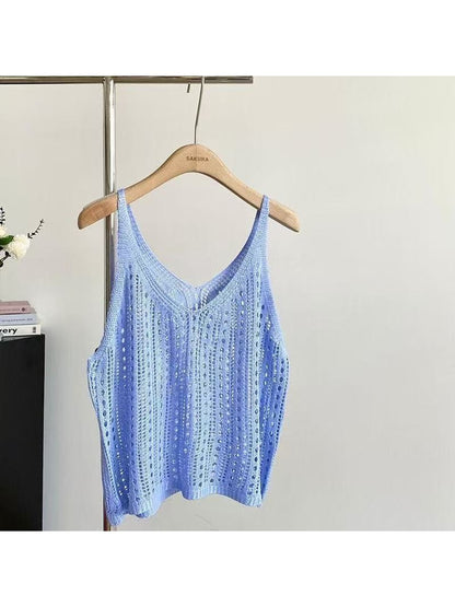 Crosa - Cute Loose Fit Solid Color Knit Vest