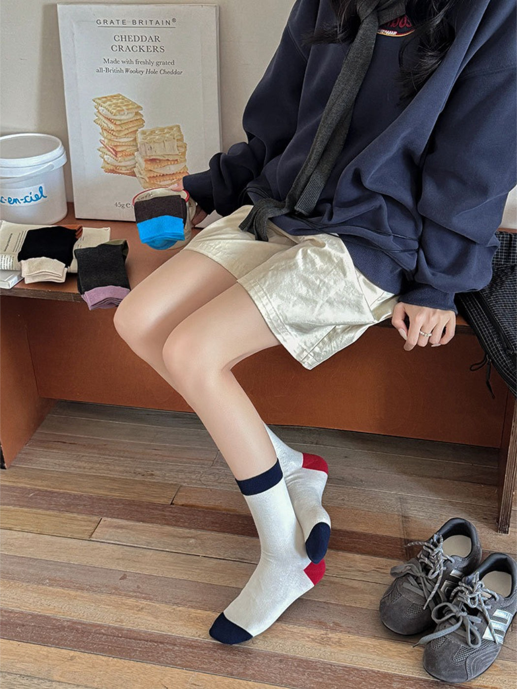 Rufia - Soft Contrast Color Crew Socks