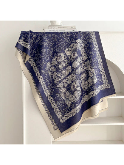 Scarvii - Floral Rope Print Fringe Scarf