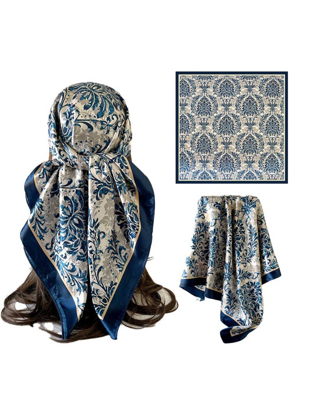 Scarvii - Vintage Baroque Floral Square Scarf