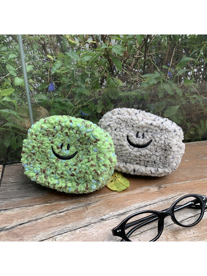 Cosbai - Smiley Fuzzy Mini Zip Pouch