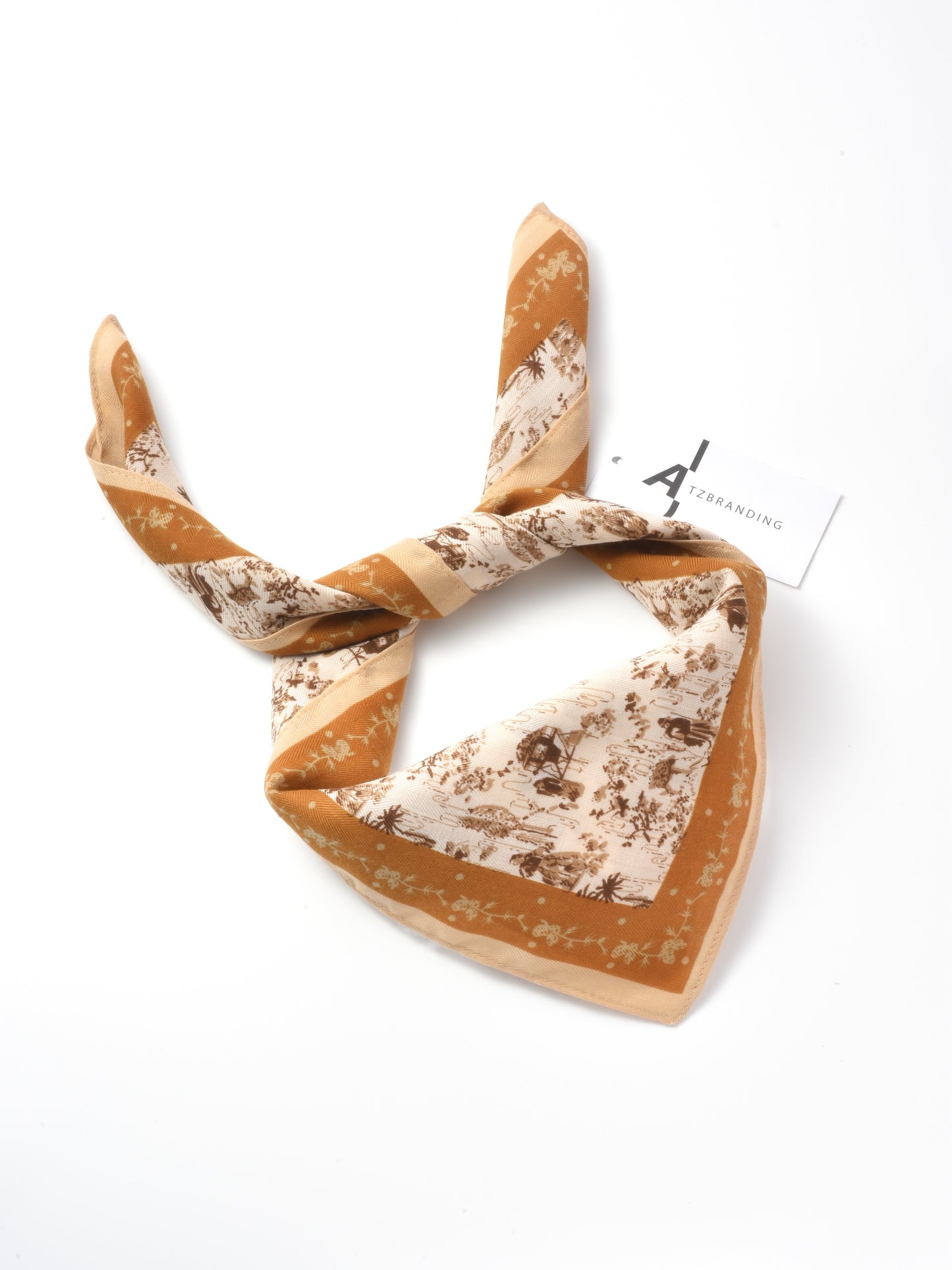 Scarvii - Sweet Floral Print Small Square Scarf