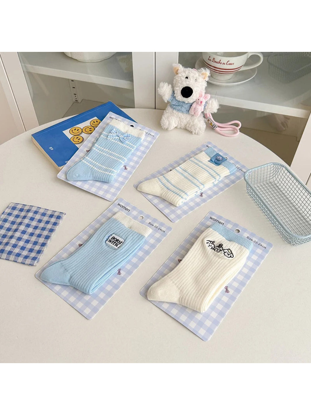 Rufia - Cartoon Ribbed Crew Socks