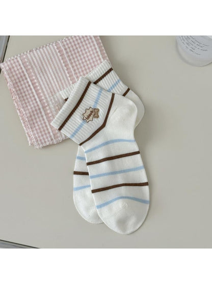 Rufia - Casual Cute Dog Ribbed Ankle Socks