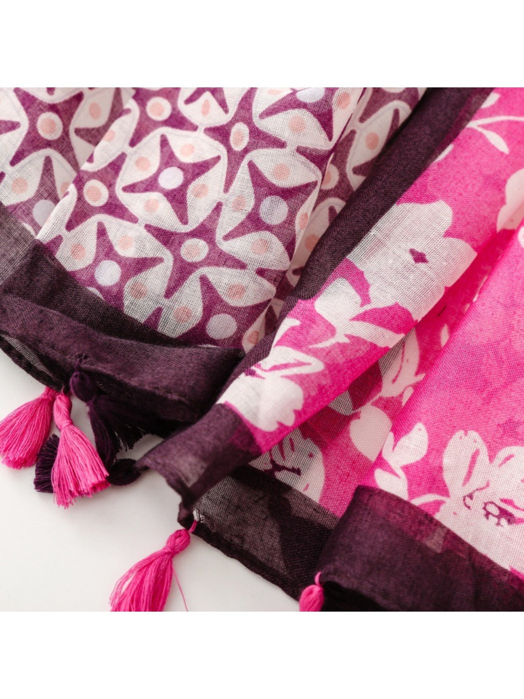 Scarvii - Pink Bohemian Floral Travel Scarf for Women