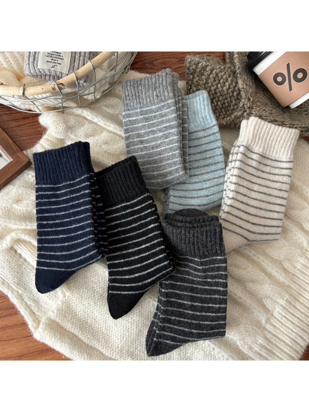 Rufia - Cozy Thin Stripe Crew Socks