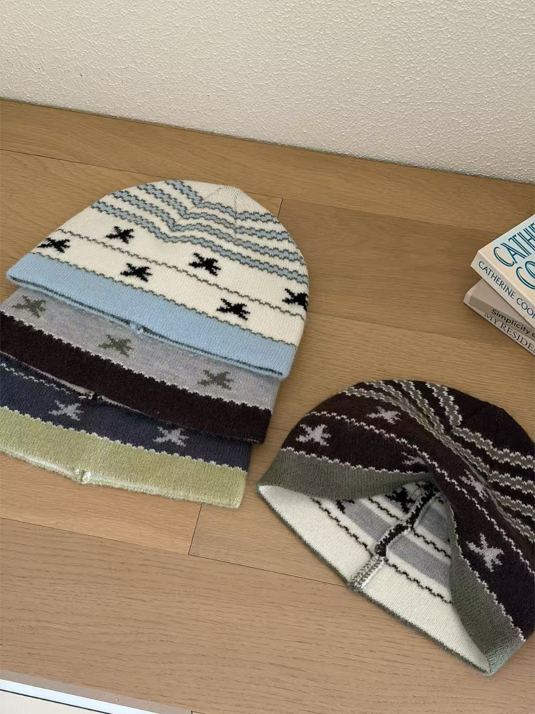 Haila - Retro Fair Isle Pattern Knit Beanie